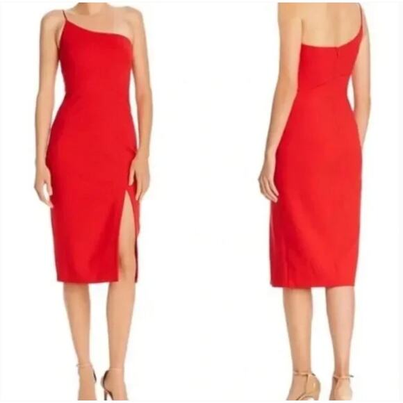 LIKELY Cassidy One Shoulder Sheath Cocktail Dress, Red, Size 8 - Picture 1 of 8
